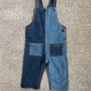 Toddler patched denim overalls- 12 months- NWOT